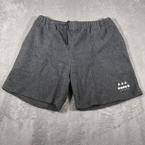 Vintage Diadora Soccer Shorts Mens Small Gray Fleece Asiago Athletic Drawstring